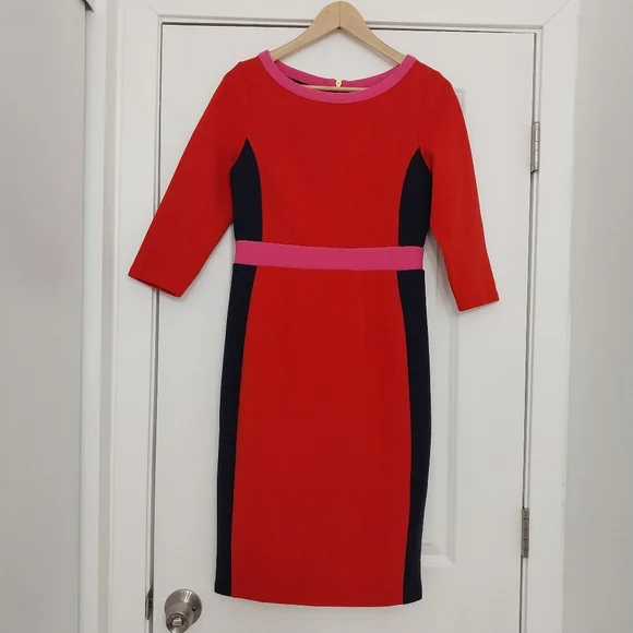 Boden Red and Pink Colorblock Dress - Picture 5 of 13